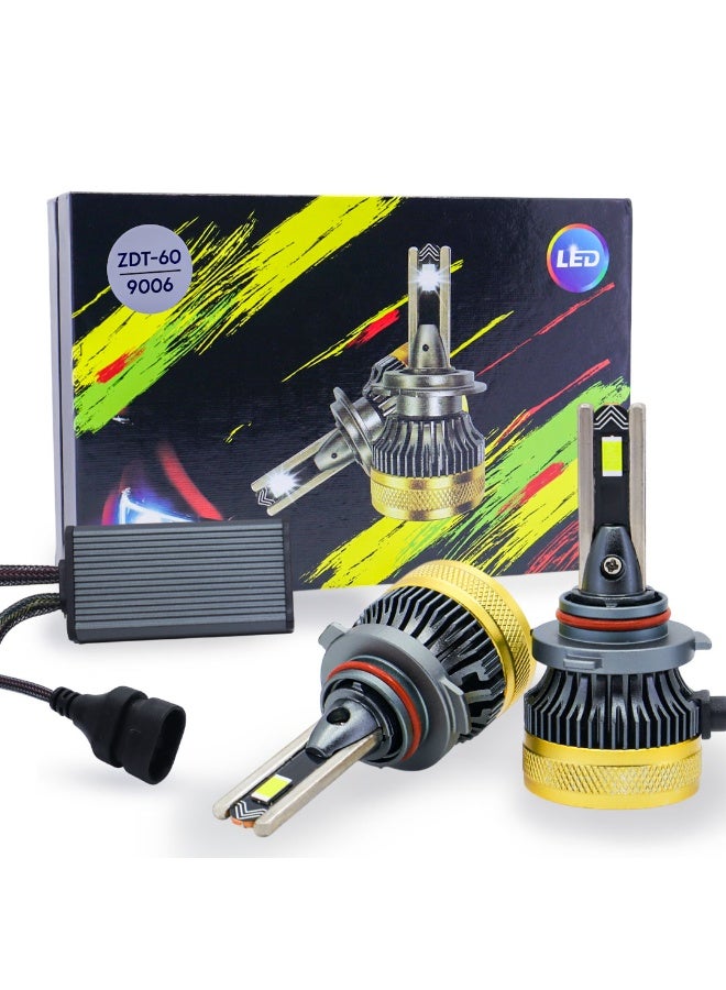 طقم لمبات ليد أمامية عالية القوة 360 درجة ZDT (قطعتين) – 9006 | 120 واط | شعاع أحادي | 6000 كلفن مع درايفر | ضمان دولي لمدة 6 أشهر - Image 1